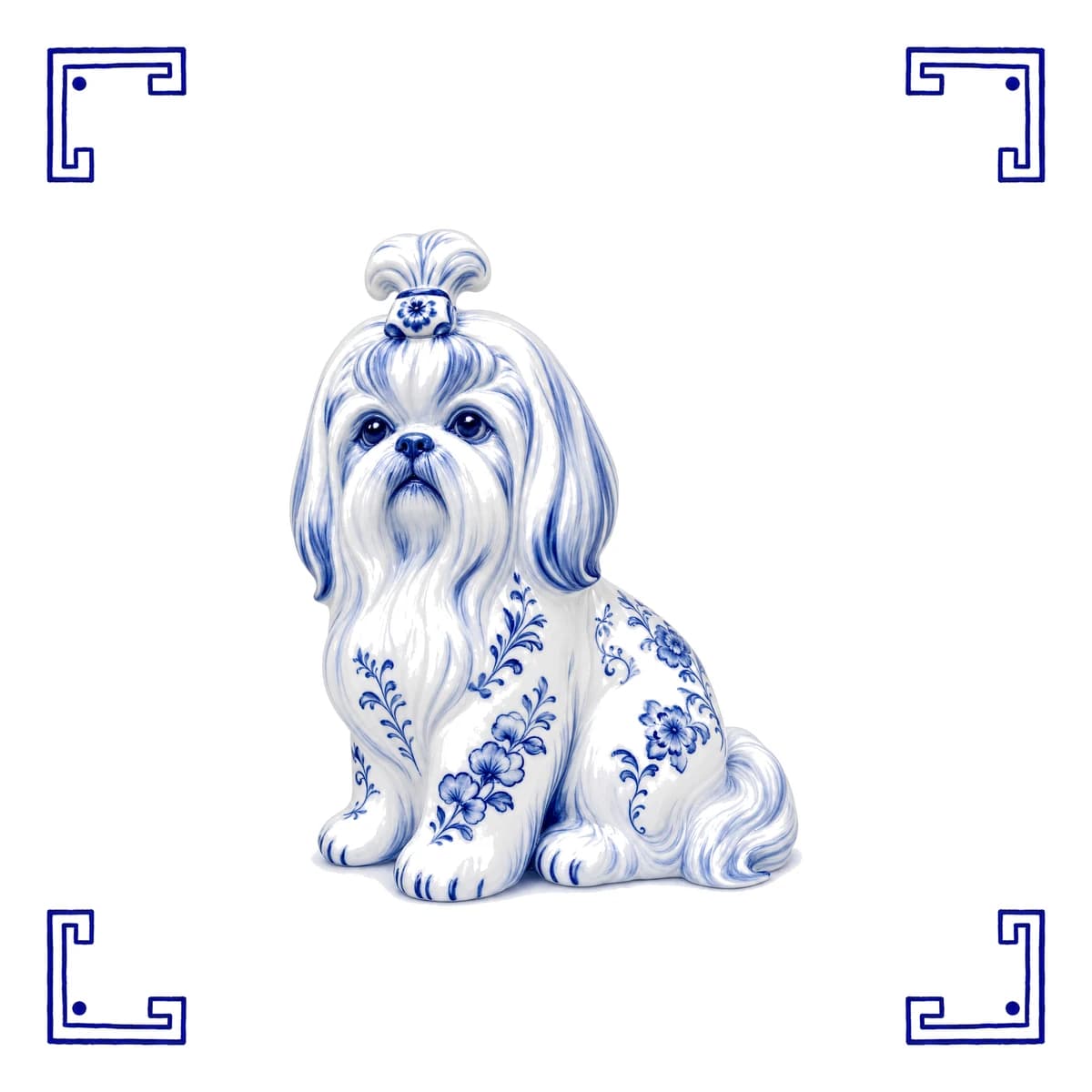 Shih tzu – carreau bleu de Delft