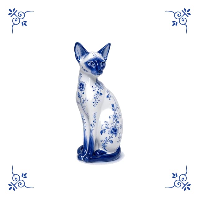 Chat siamois, carreau bleu de Delft
