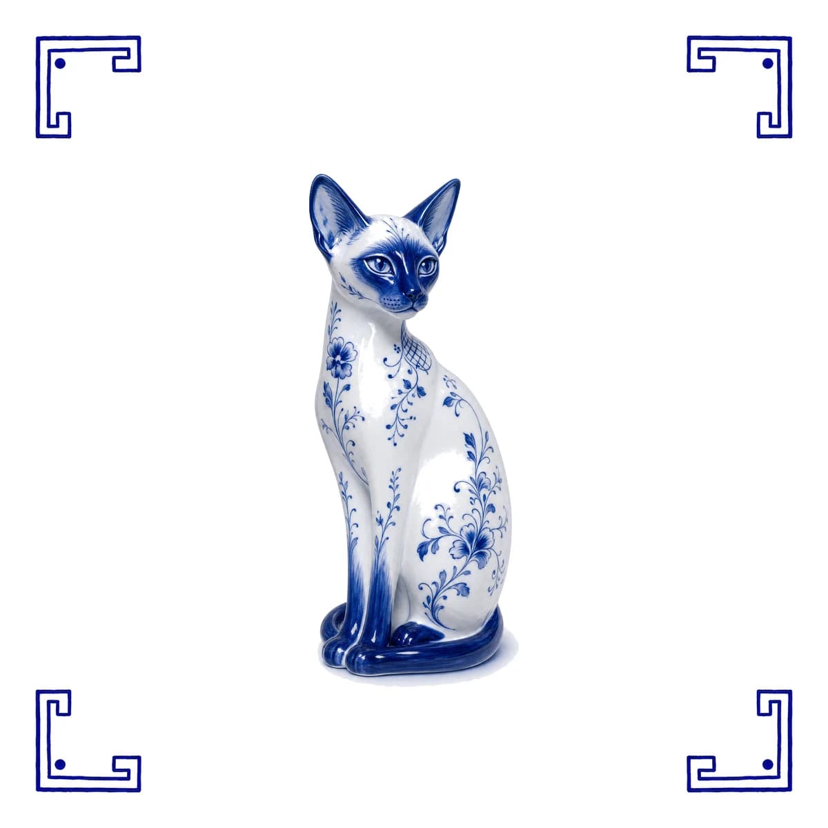 Chat siamois – carreau bleu de Delft