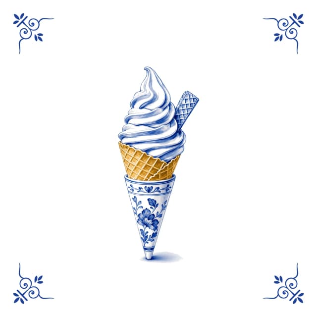 Glace italienne, carreau bleu de Delft