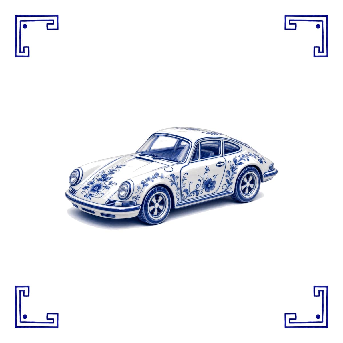 Voiture de sport classique – carreau bleu de Delft