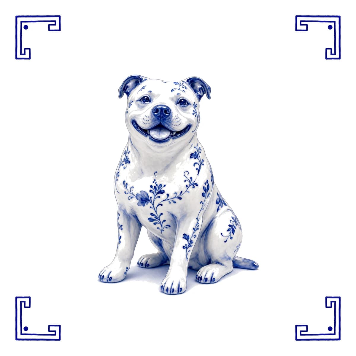 Staffie – carreau bleu de Delft