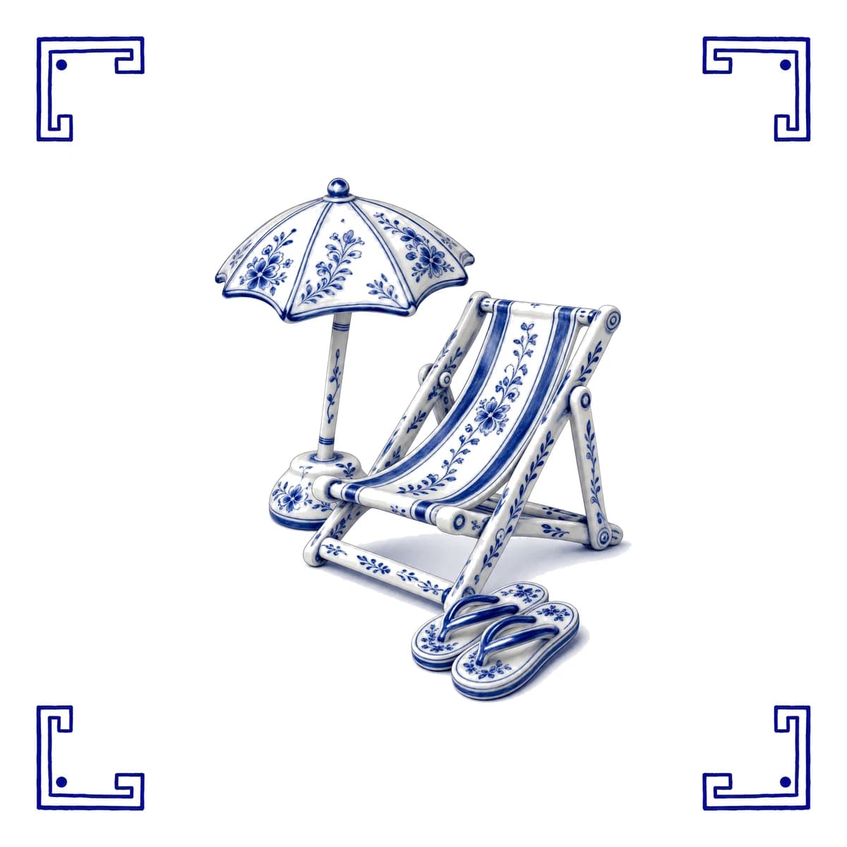 Chaise de plage – carreau bleu de Delft