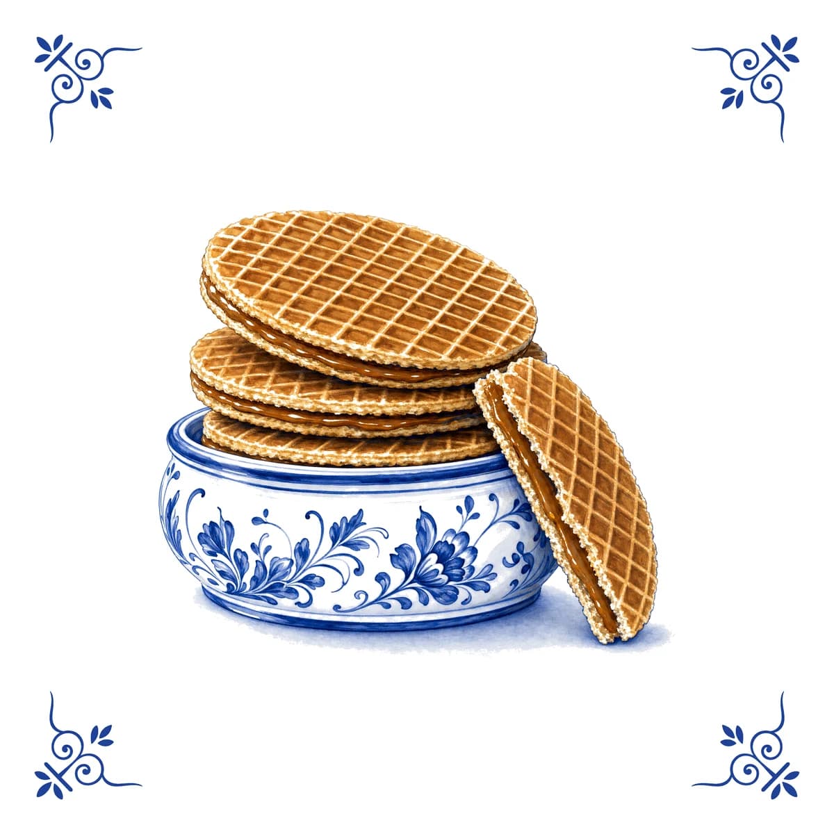 Stroopwafels, carreau bleu de Delft