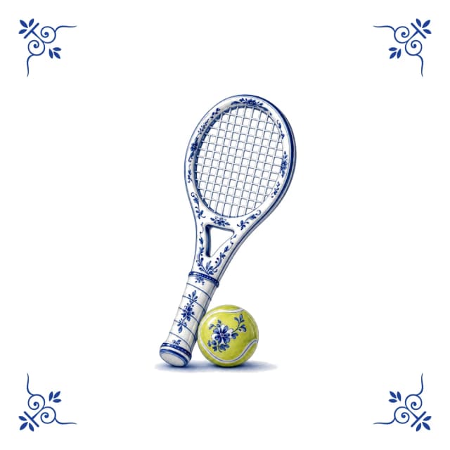 Raquette de tennis, carreau bleu de Delft