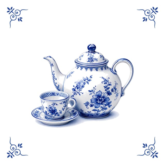 Théière, carreau bleu de Delft
