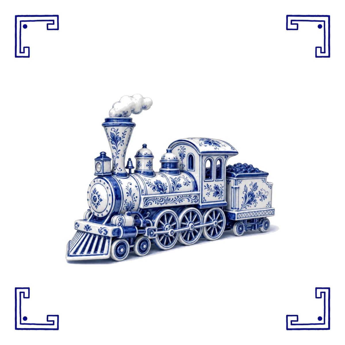 Train à vapeur – carreau bleu de Delft