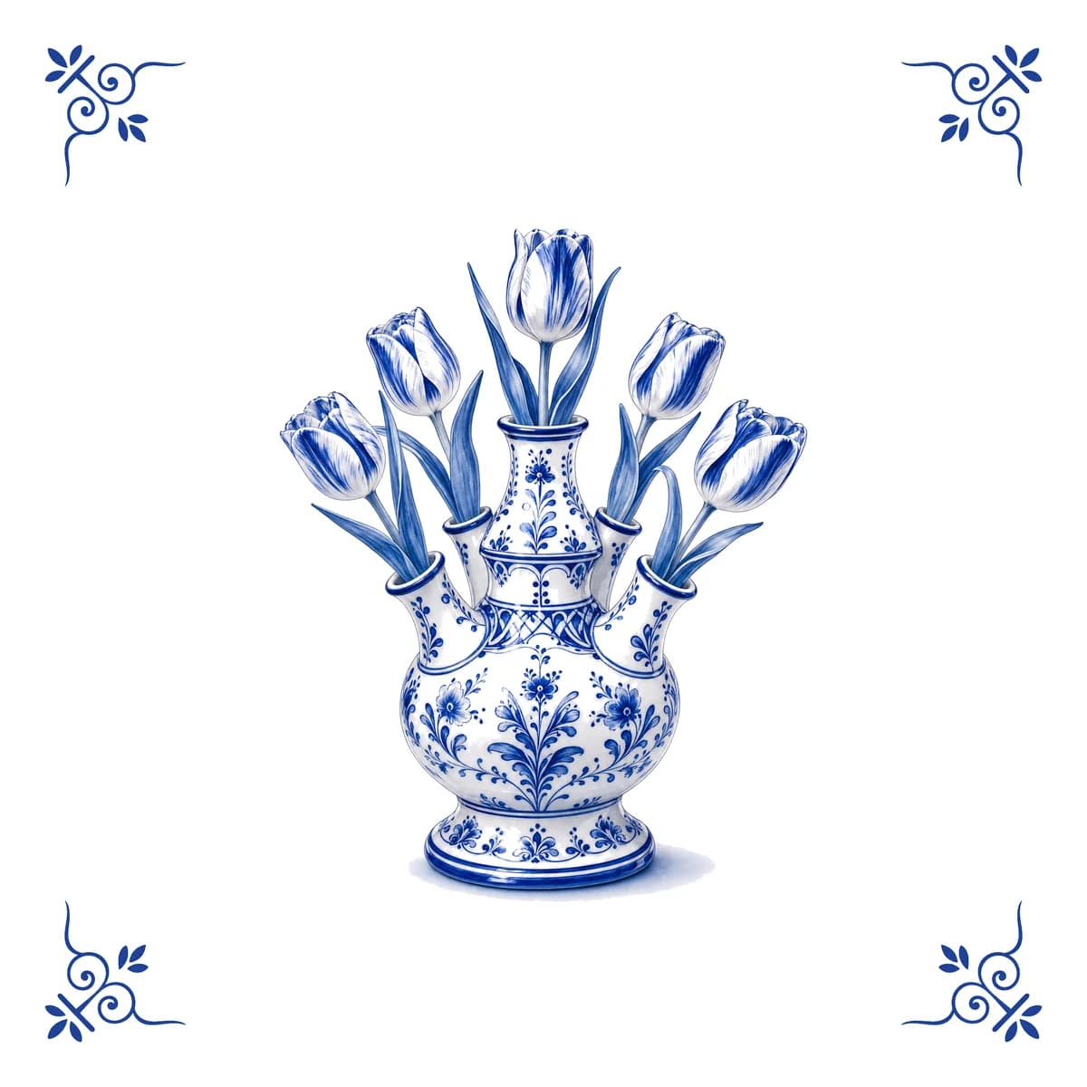 Vase à tulipes – carreau bleu de Delft