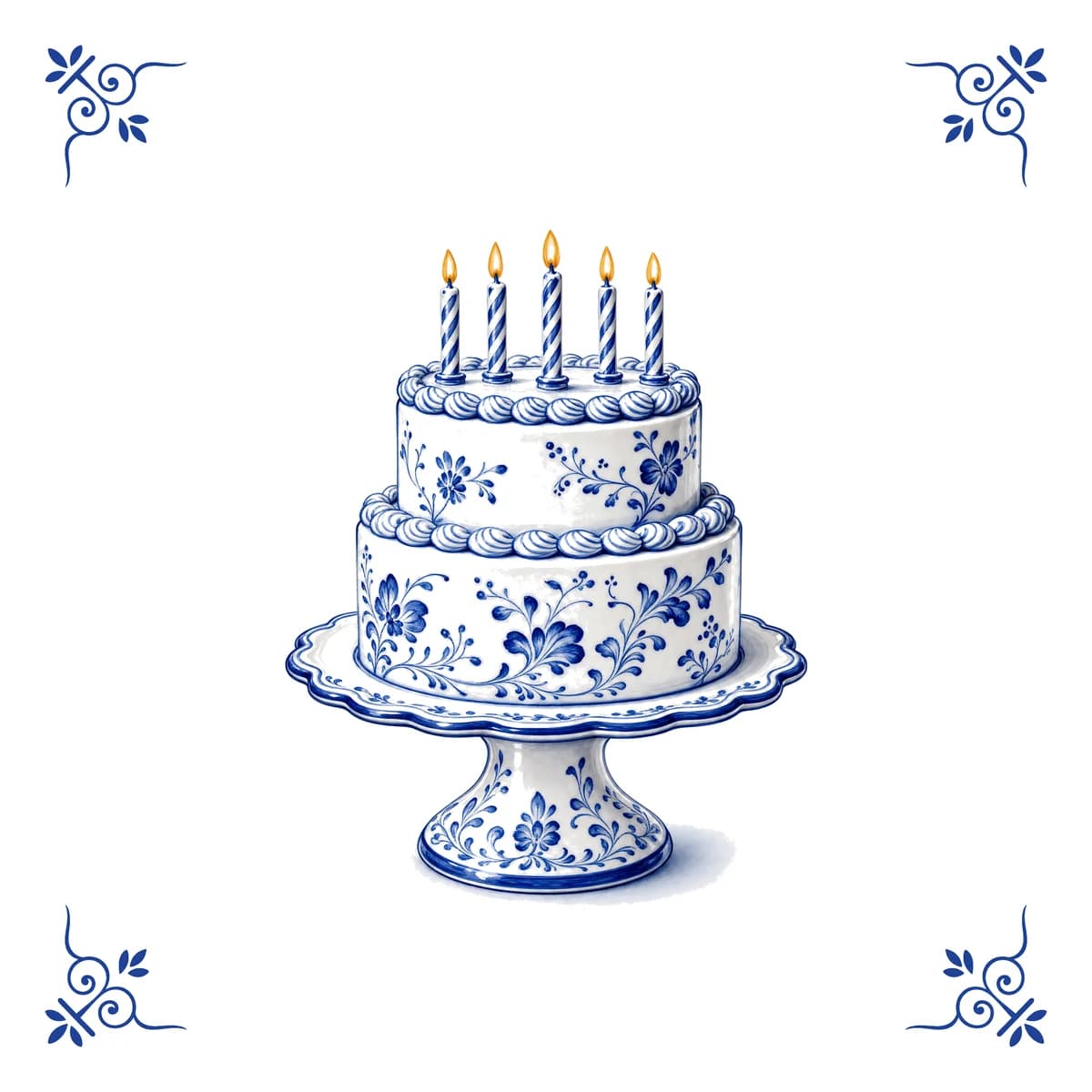 Gâteau d’anniversaire – carreau bleu de Delft