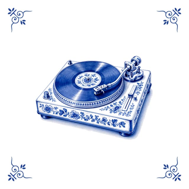 Platine vinyle, carreau bleu de Delft