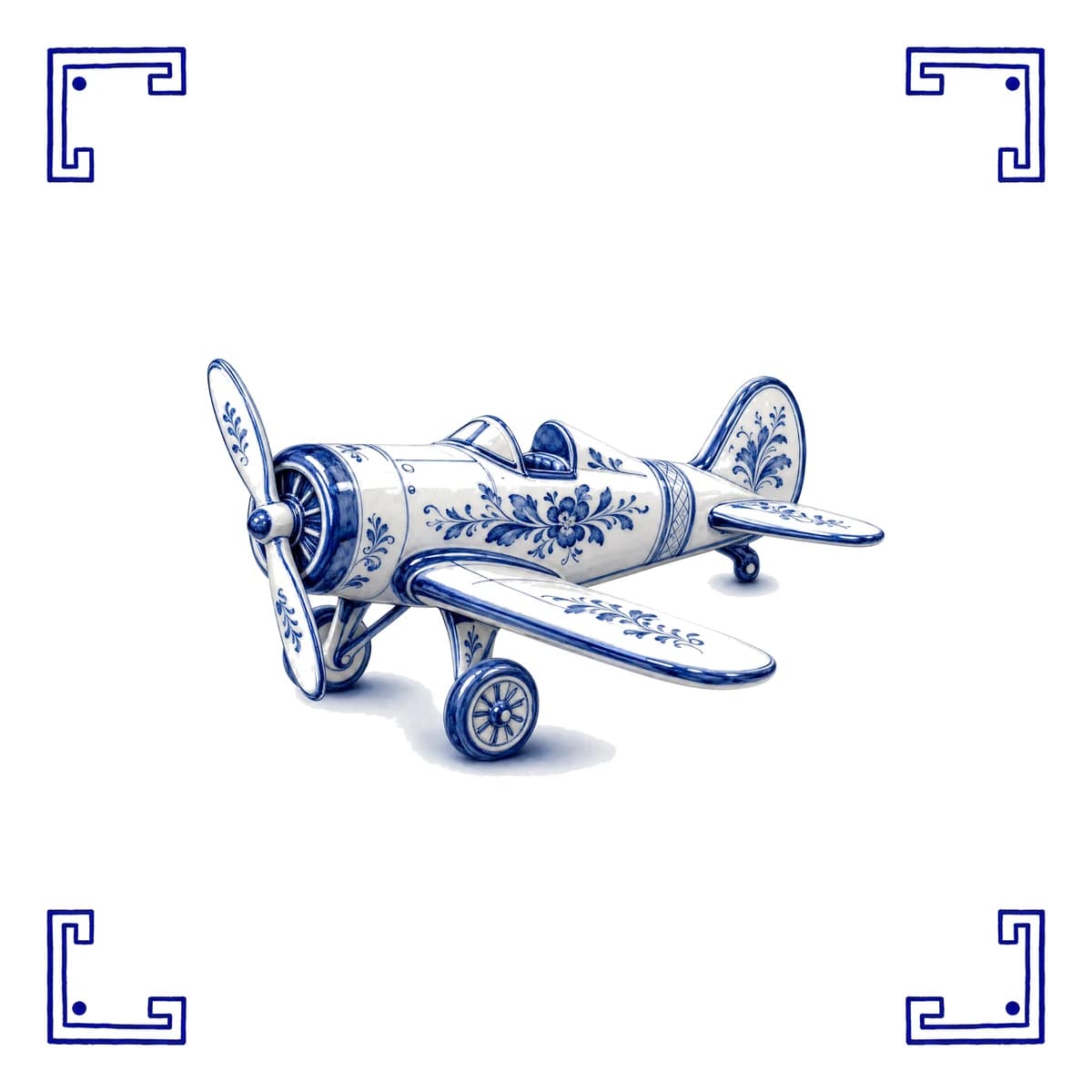 Avion à hélice – carreau bleu de Delft