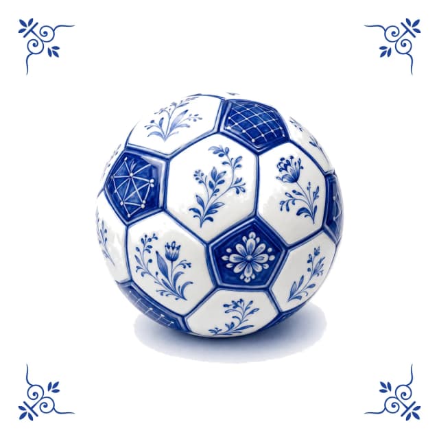 Ballon de football, carreau bleu de Delft