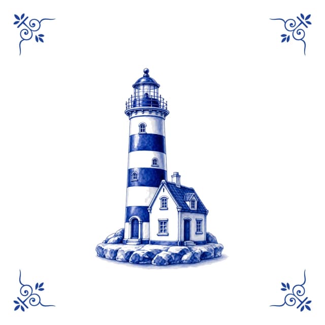 Phare, carreau bleu de Delft