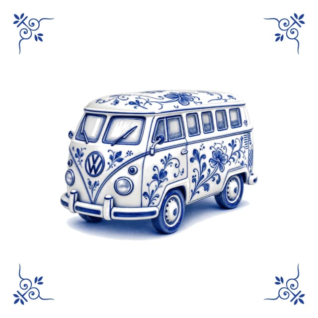 Combi VW, carreau bleu de Delft