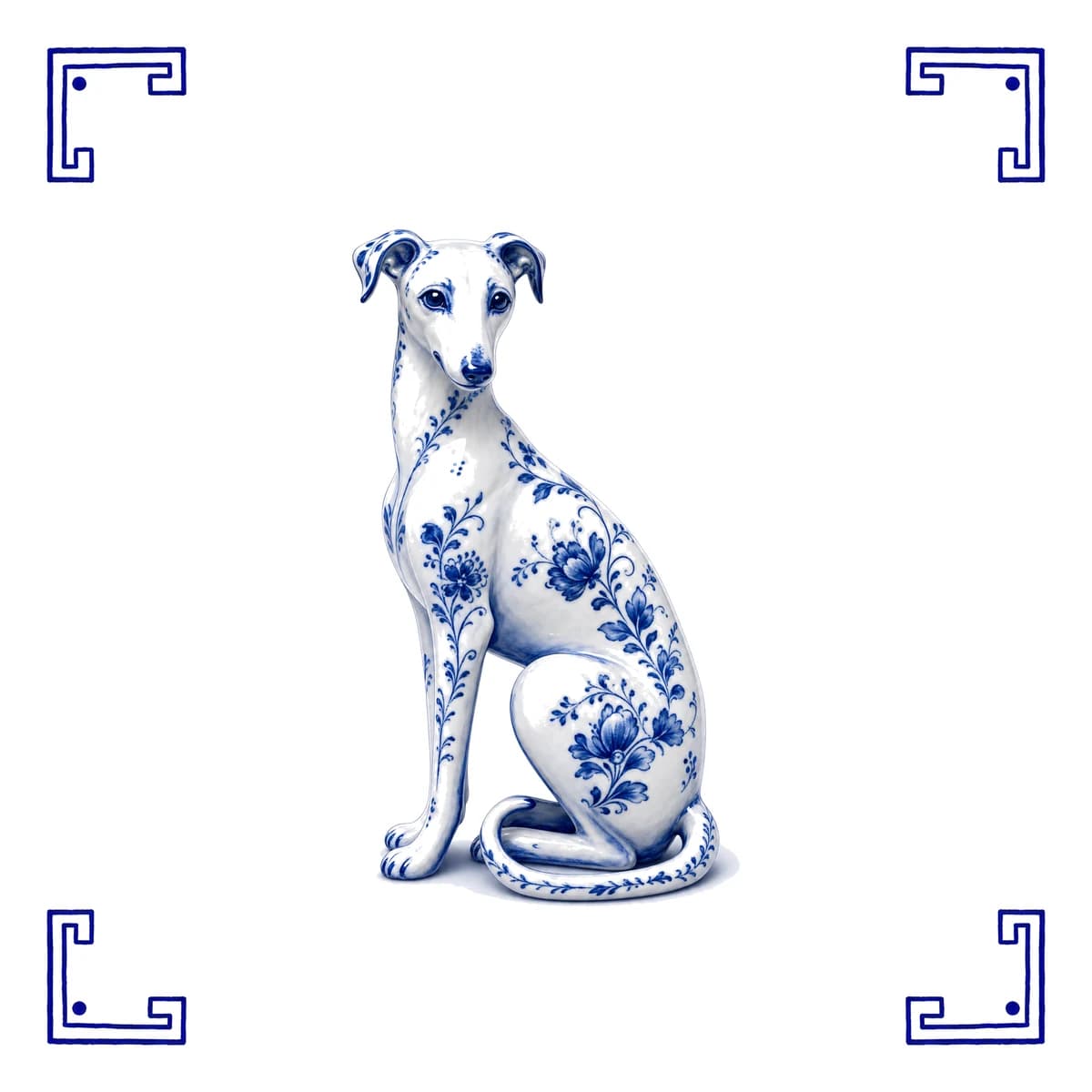 Whippet – carreau bleu de Delft