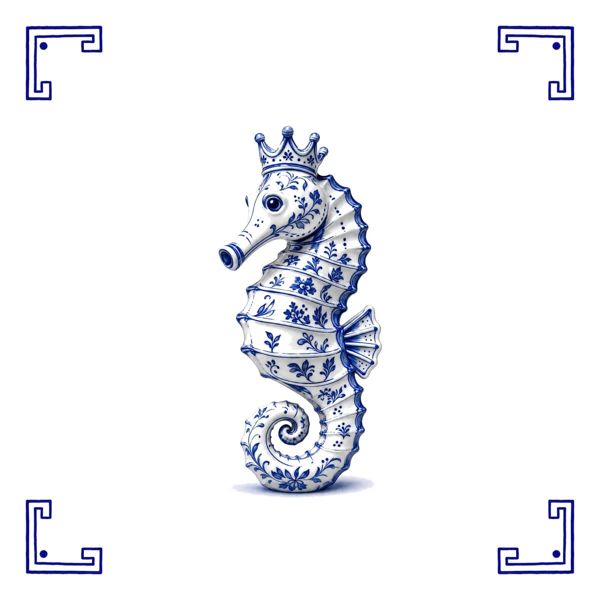 Hippocampe – carreau bleu de Delft