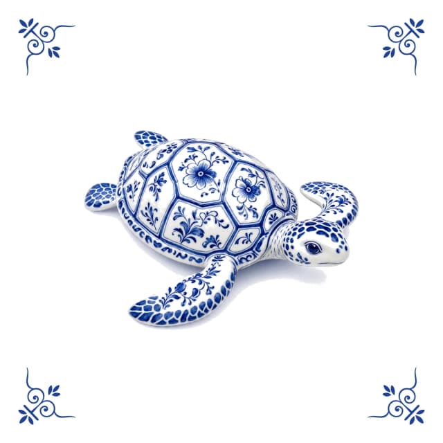 Tortue de mer, carreau bleu de Delft